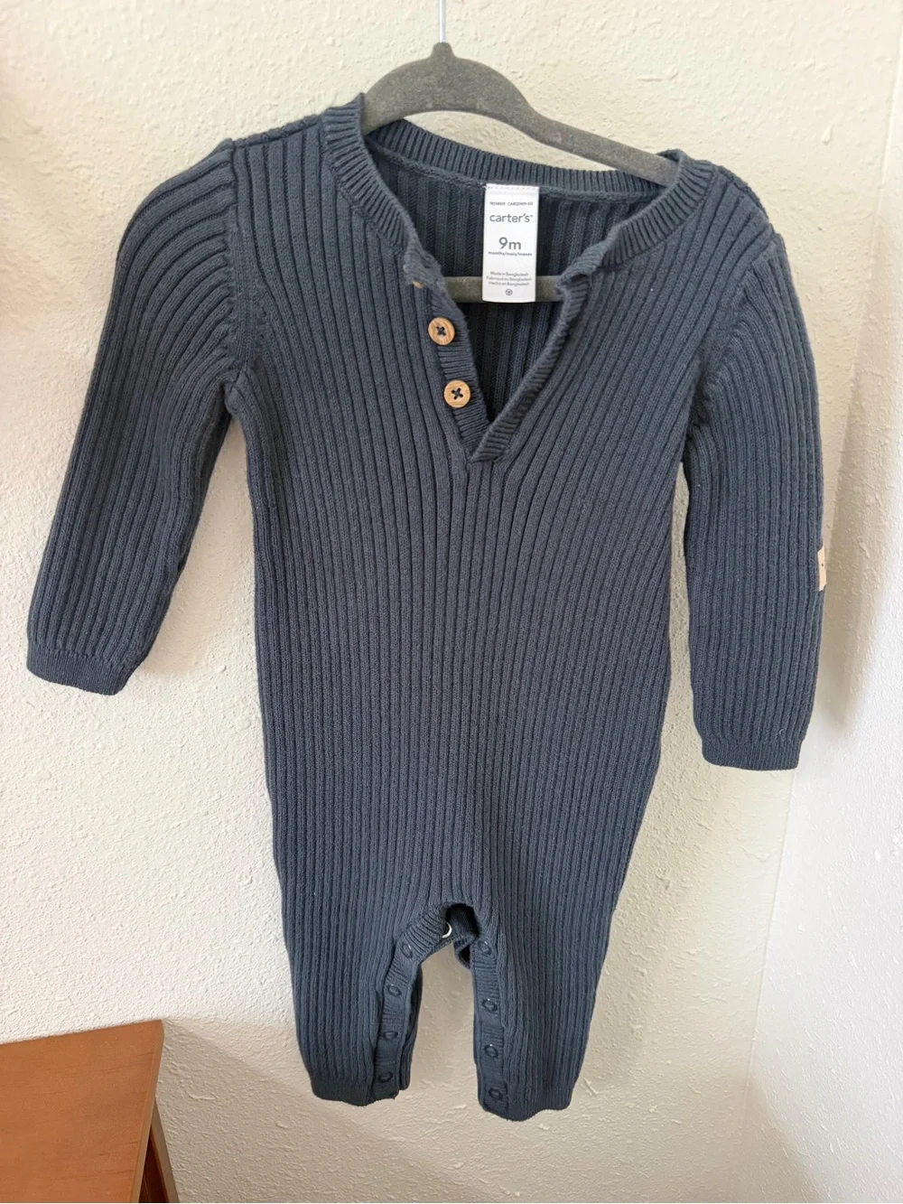 Carter's Navy Ribbed Knit One-Piece 9M